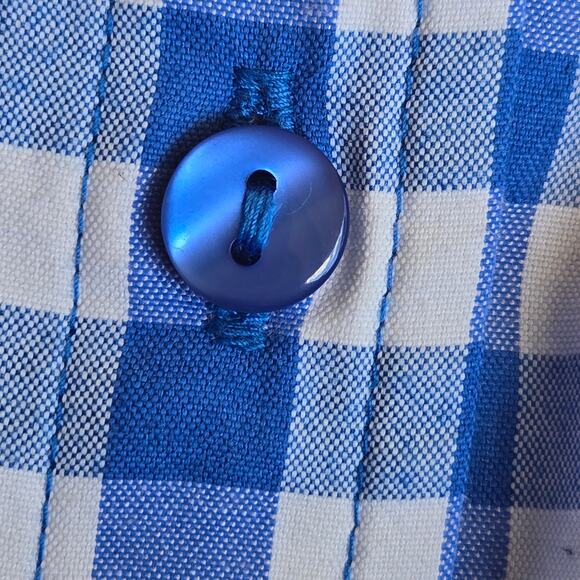 Blair Women's Button Up Blouse Sz 1X  Blue Gingham Check Classic Retro Casual - Picture 10 of 10